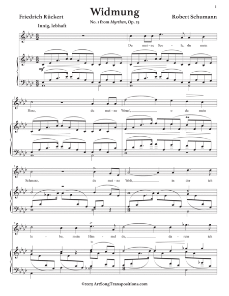 SCHUMANN: Widmung, Op. 25 no. 1 (transposed to A-flat major)