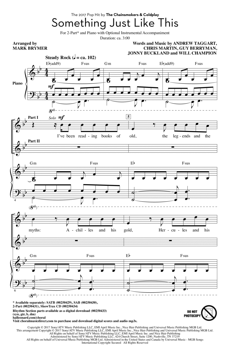 Something Just Like This (arr. Mark Brymer) 2-Part scores gallery preview page 1