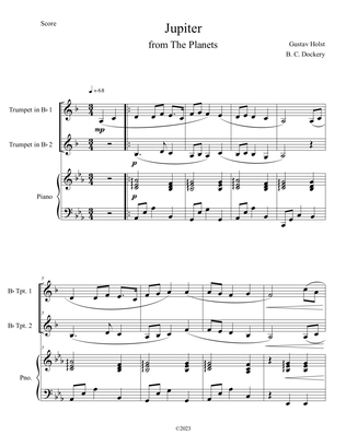 Jupiter (from The Planets) for Trumpet Duet with Piano Accompaniment
