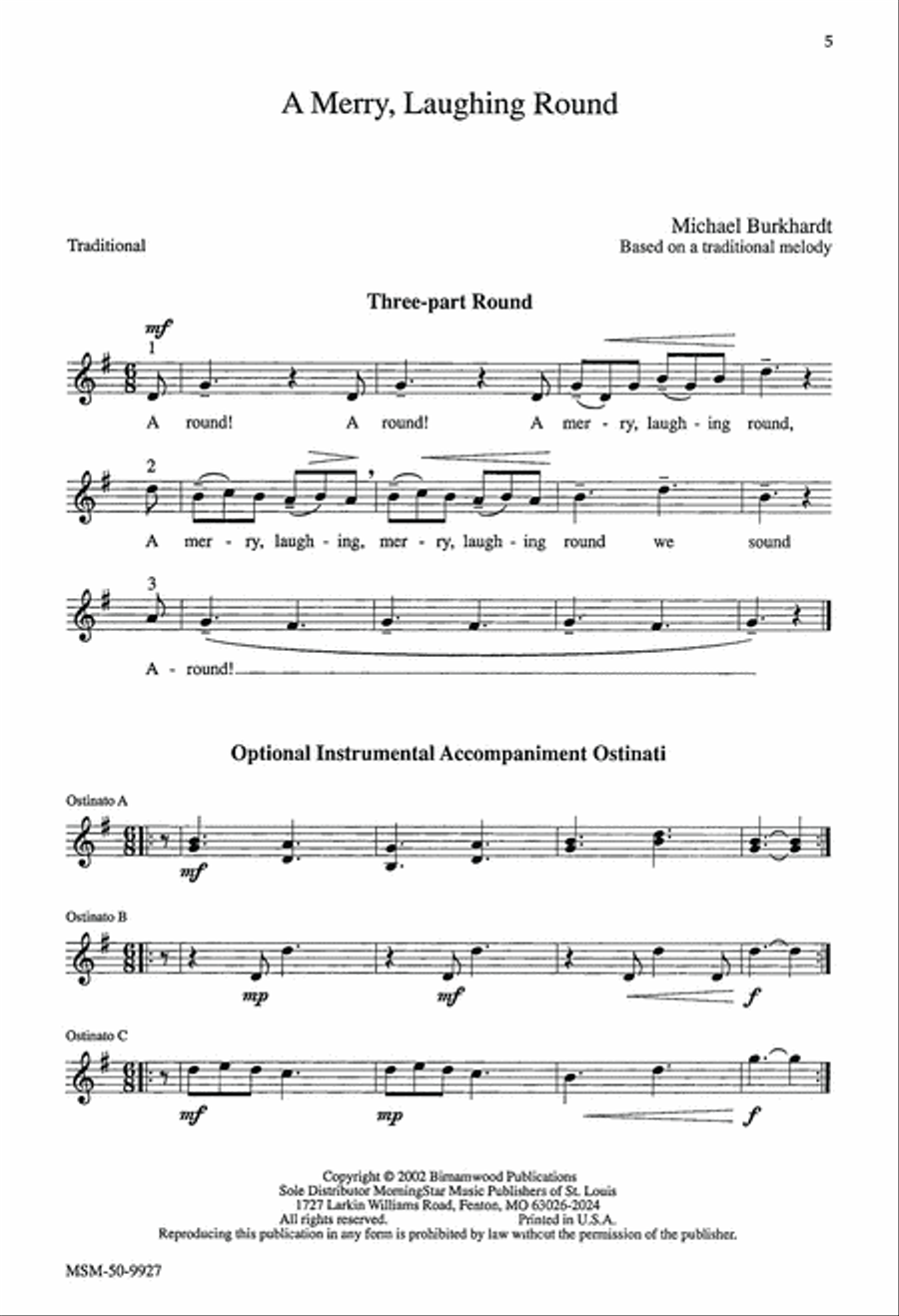 A Round...Around and Around! Unison Choir scores gallery preview page 5