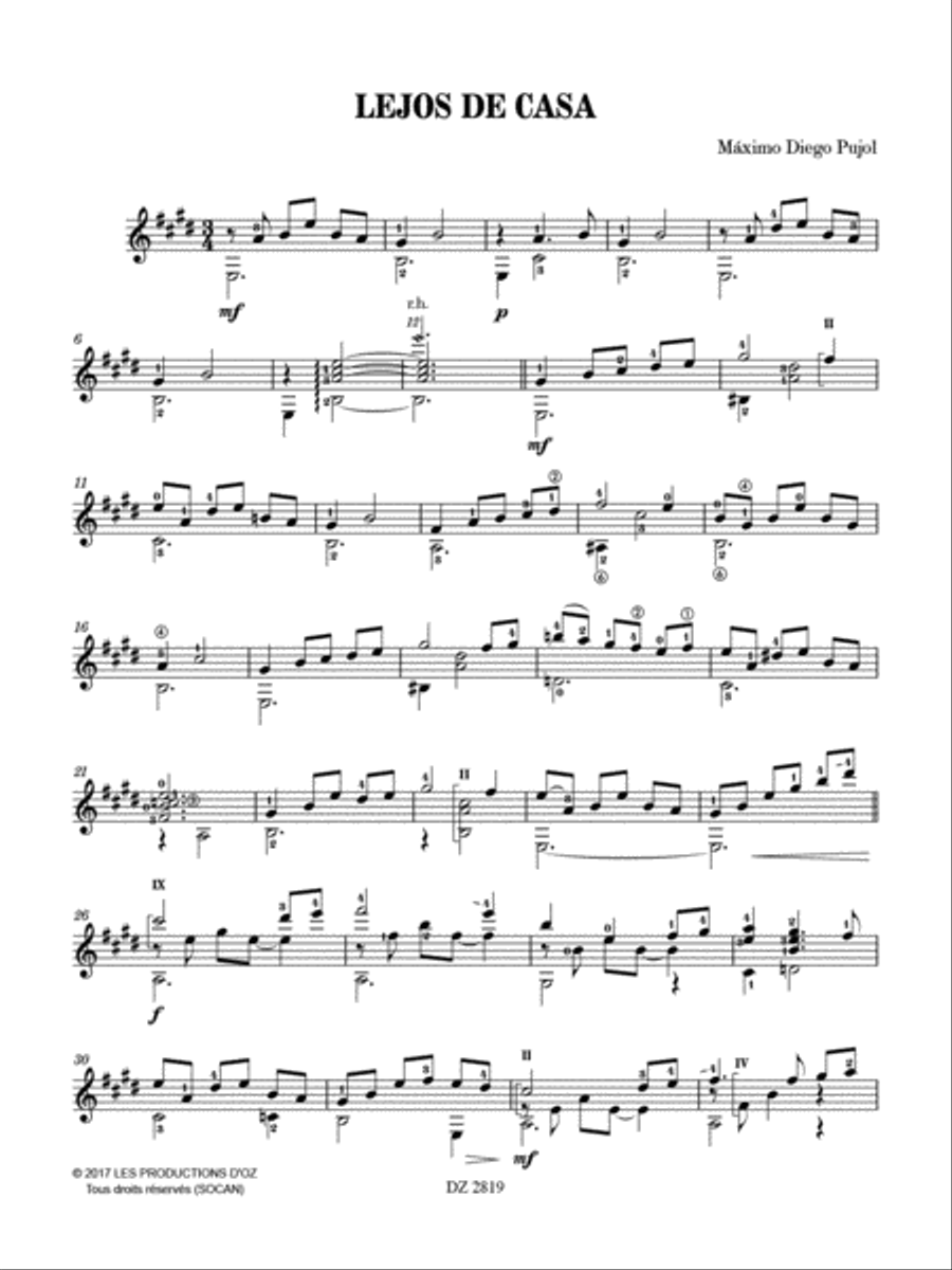 Lejos de casa Classical Guitar scores gallery preview page 2