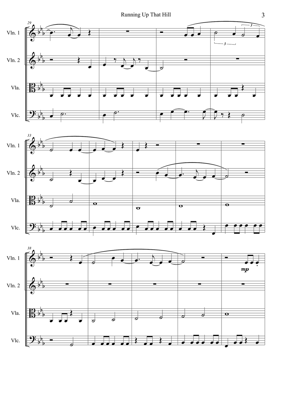 Running Up That Hill String Quartet scores gallery preview page 4
