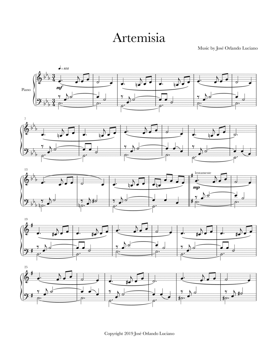 ARTEMISIA ARTEMISIA Piano Solo scores gallery preview page 1