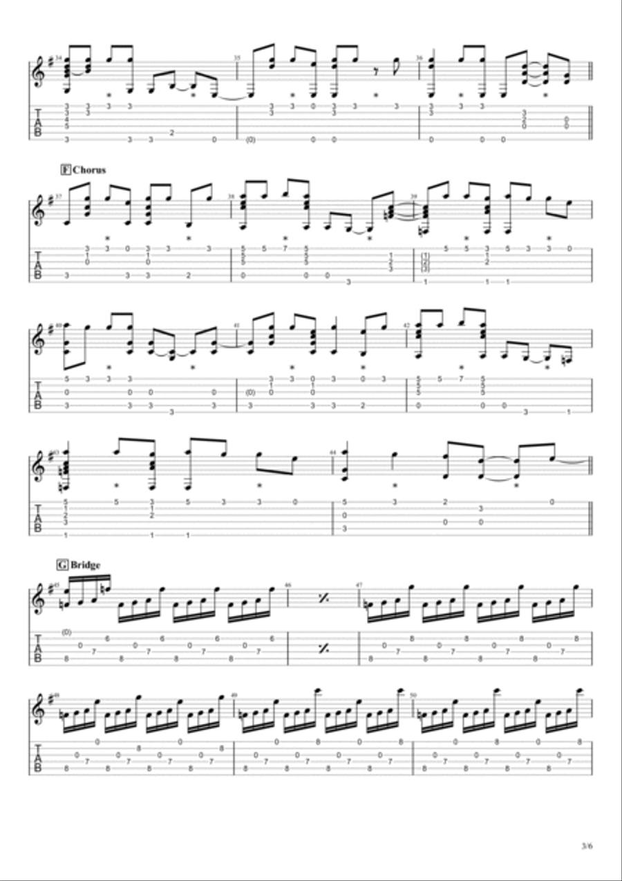 Learning To Fly Guitar Tablature scores gallery preview page 3