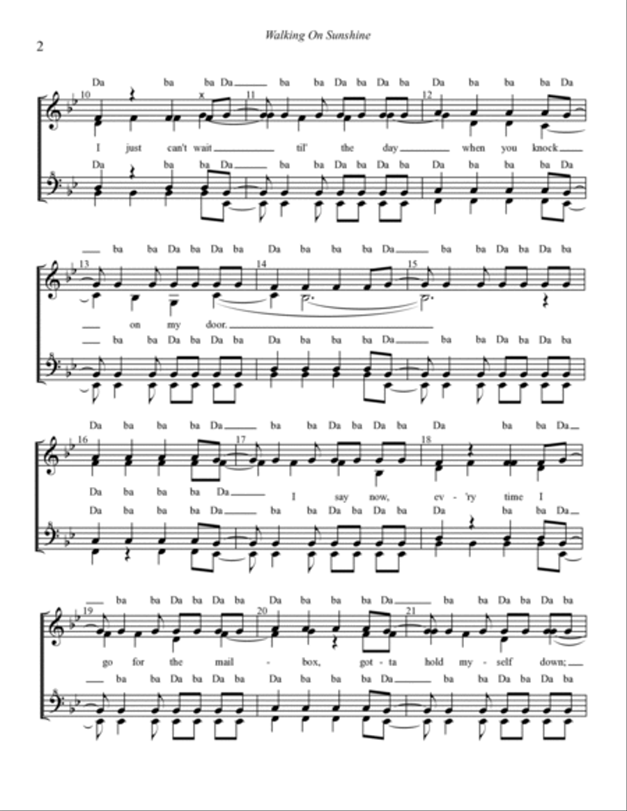 Walking On Sunshine Walking On Sunshine SSAA scores gallery preview page 2