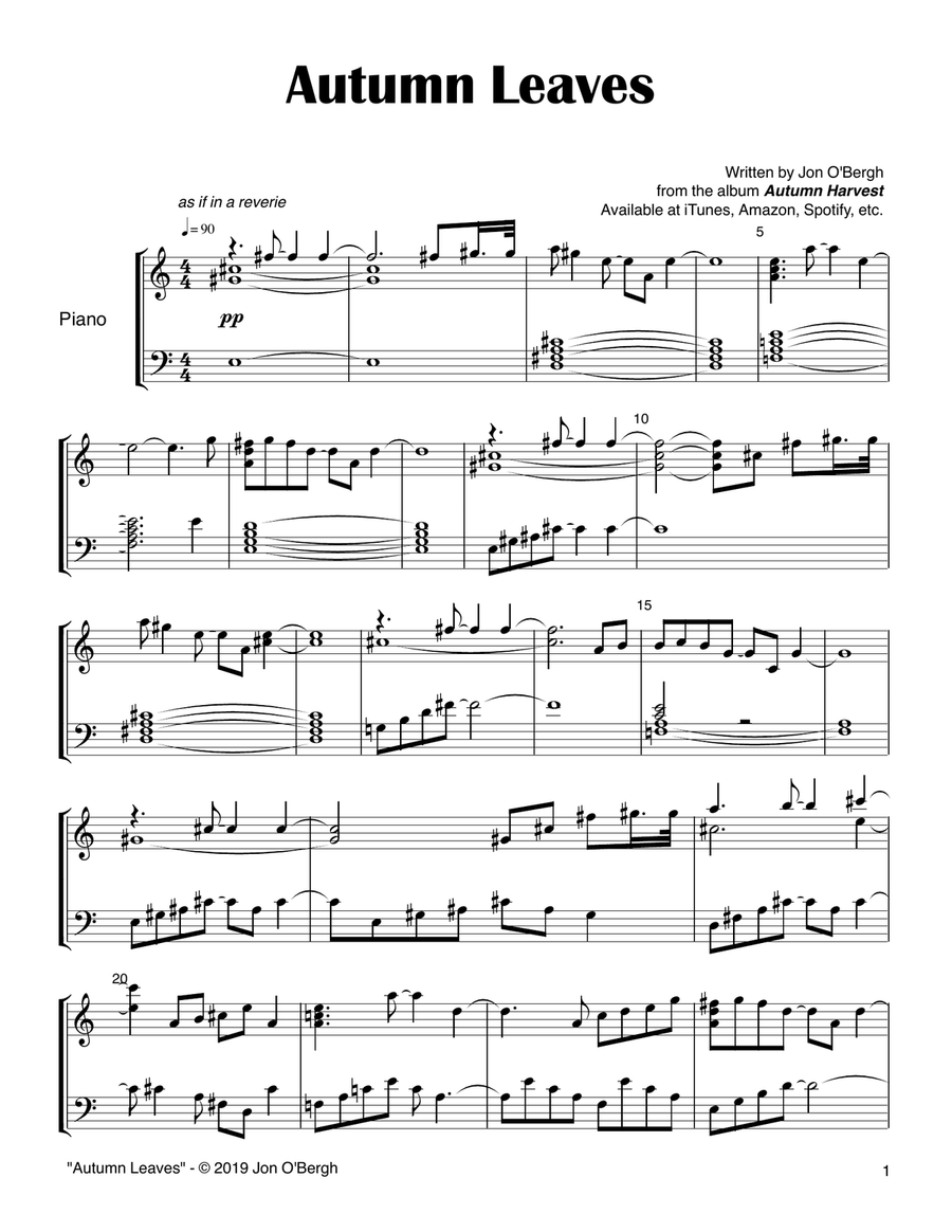 Autumn Leaves - Easy Solo Piano Easy Piano scores gallery preview page 2