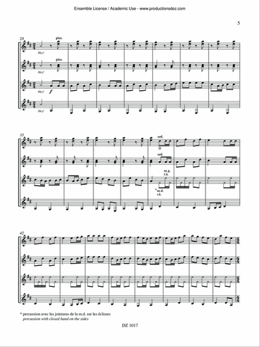 Musique facile pour 4 guitares - Québec (Reel de Port- Daniel) Guitar Ensemble scores gallery preview page 5