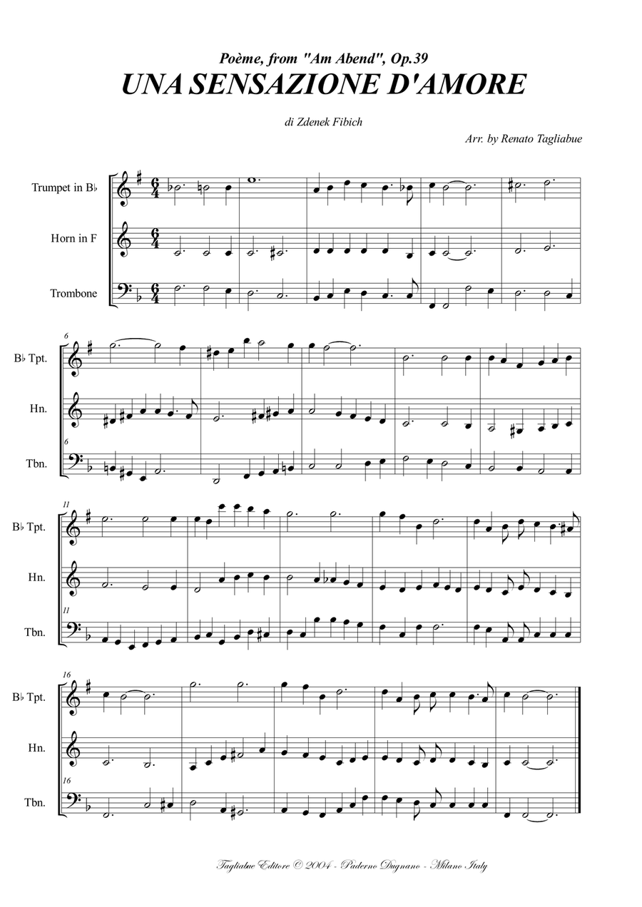 POEME - Op. 39 - Z. Fibich - Arr. for Brass Trio - With Parts Brass Trio scores gallery preview page 1