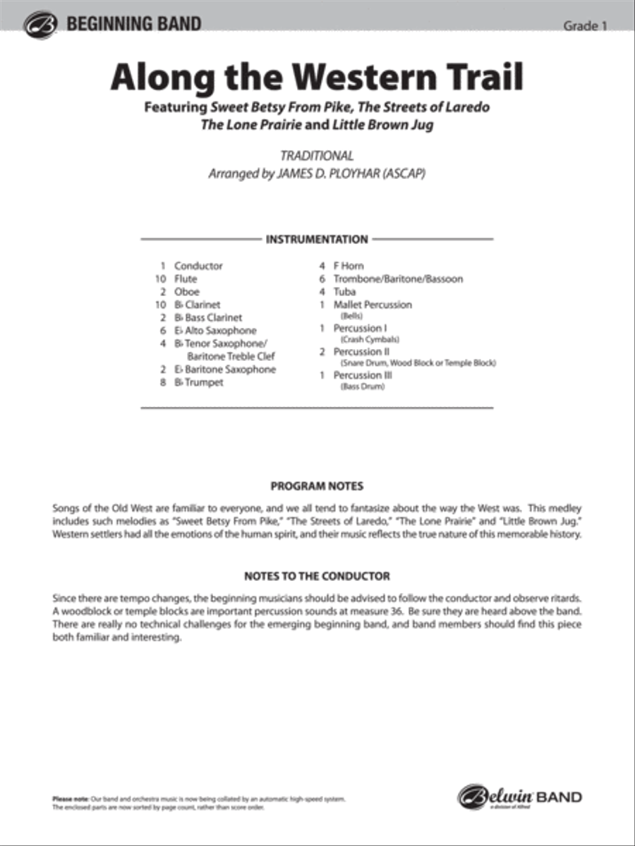Along the Western Trail Concert Band scores gallery preview page 2