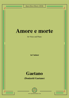 Donizetti-Amore e morte,in f minor,for Voice and Piano