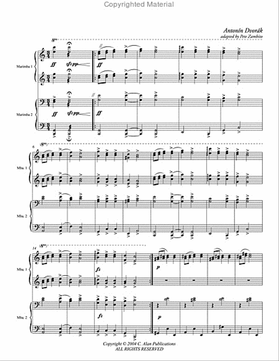 Slavonic Dance, Op. 46, No. 1 (score & parts) Percussion Ensemble scores gallery preview page 2