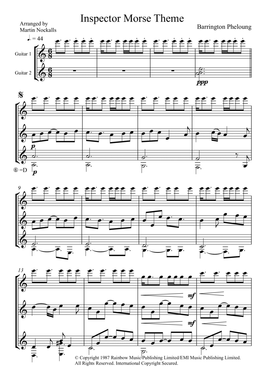 Inspector Morse Guitar Ensemble scores gallery preview page 1