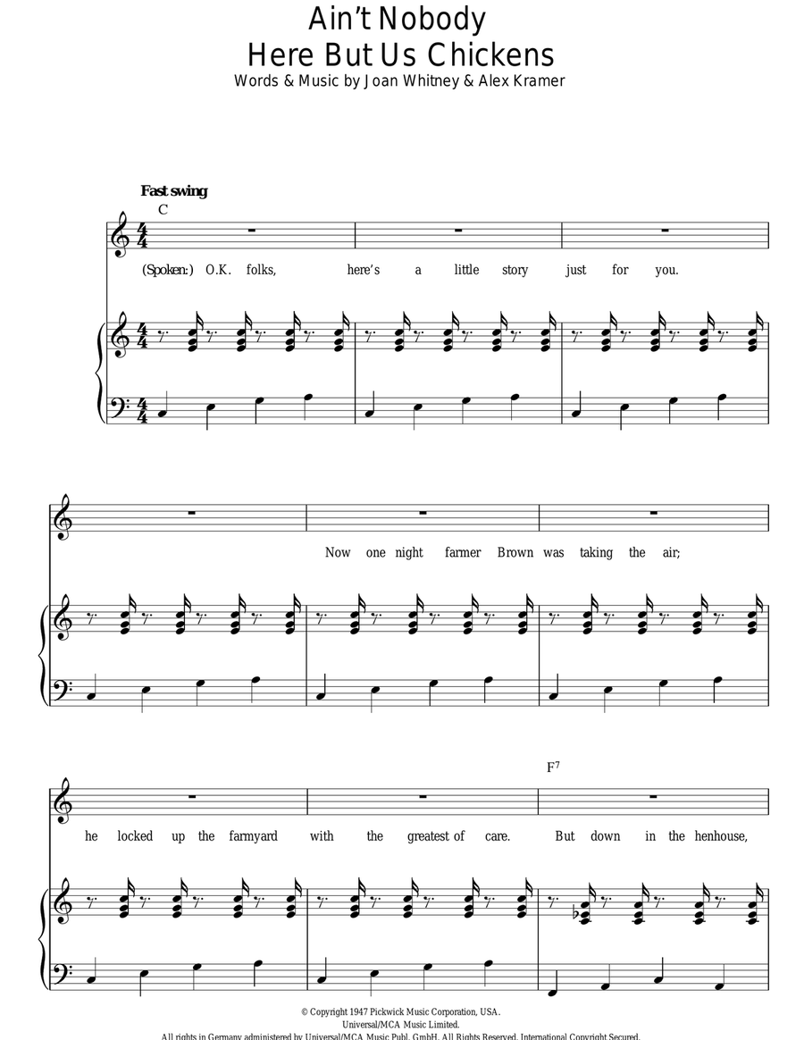 Ain't Nobody Here But Us Chickens Guitar scores gallery preview page 1