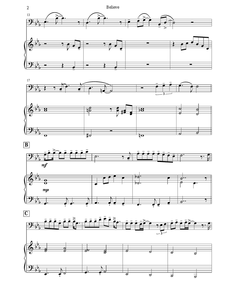 Believe Piano scores gallery preview page 4