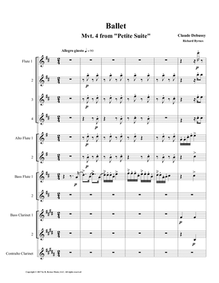 Ballet (Mvt. 4 from Debussy's Petite Suite) for Flute Octet + 2 Bass Clarinets, Contralto Clarinet