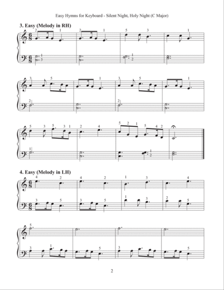 Silent Night, Holy Night (Easy Hymns for Keyboard) Piano Method scores gallery preview page 4