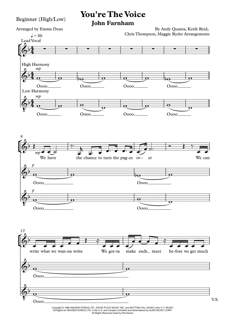 You're The Voice You're The Voice 3-Part scores gallery preview page 1
