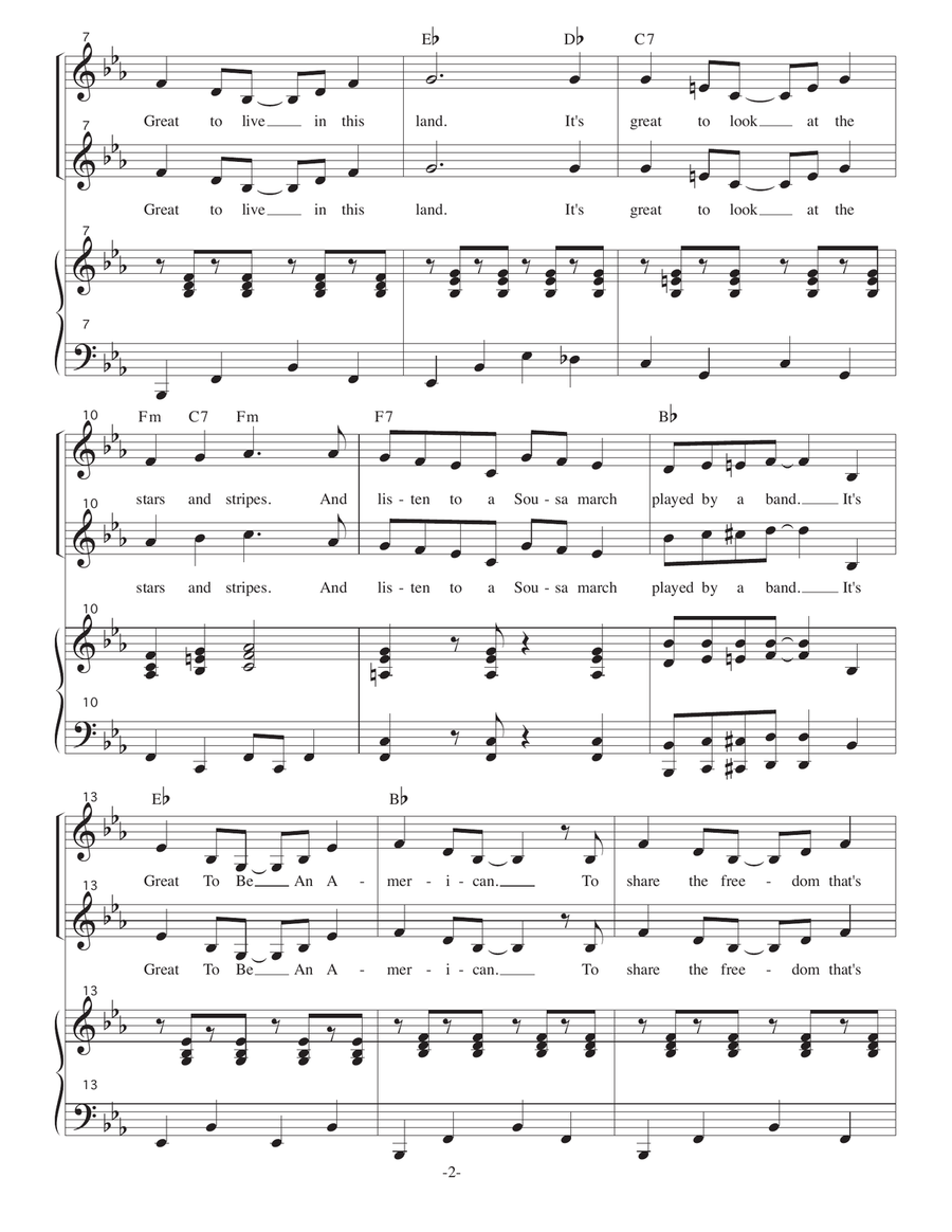 It's Great To Be An American 2-Part scores gallery preview page 2