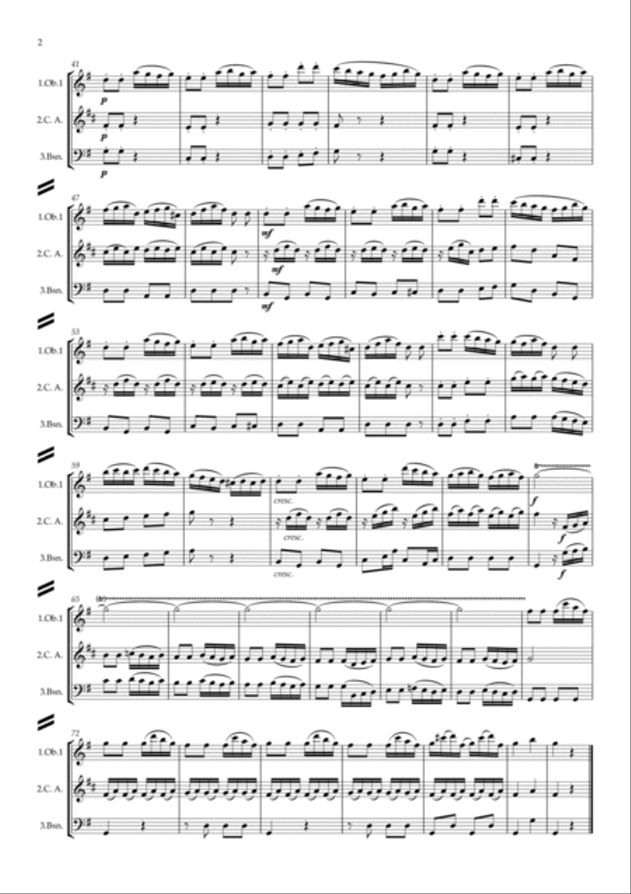 Beethoven: Suite for Mechanical Organ (Clock) WoO 33 III. Allegro - double reed trio (Ob.,C.A.,Bsn.) Woodwind Ensemble scores gallery preview page 2