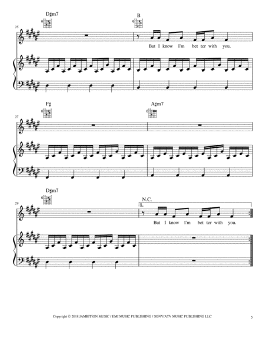 Better With You Piano, Vocal, Guitar scores gallery preview page 5