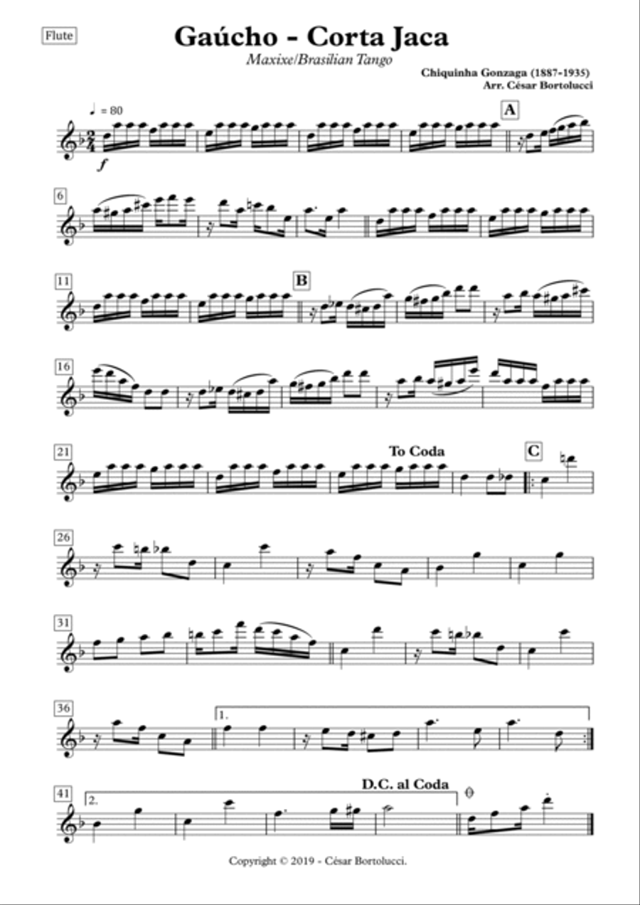 Gaúcho ou Corta Jaca - Flute and Guitar Gaúcho ou Corta Jaca - Flute and Guitar Flute scores gallery preview page 2
