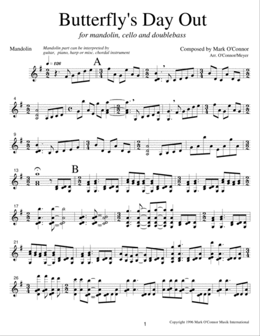 Butterfly's Day Out (mandolin part - mandolin/misc. instr., cel, bs) String Trio scores gallery preview page 4