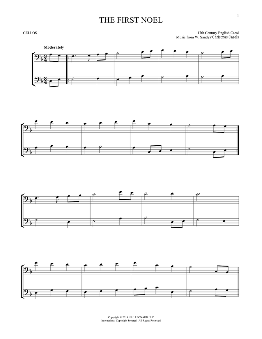 The First Noel String Duet scores gallery preview page 1