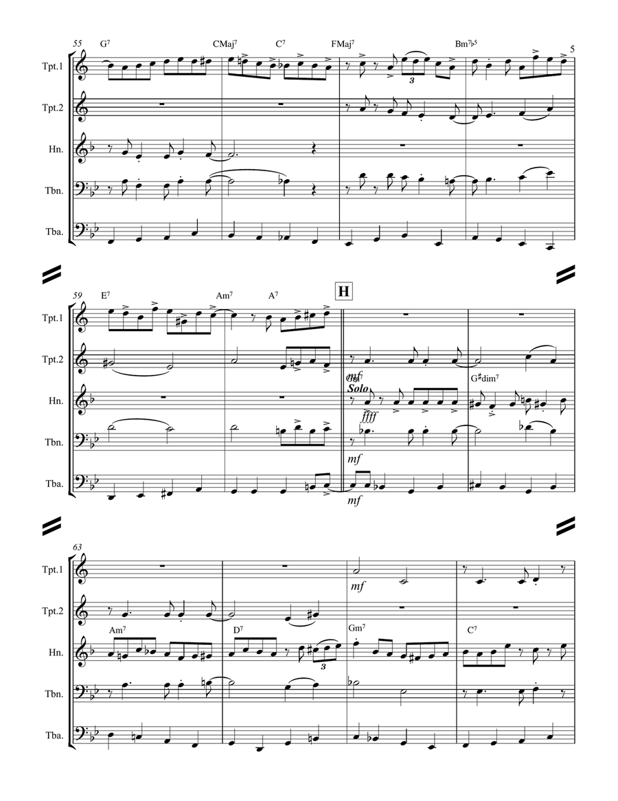 Fly Me To The Moon (in Other Words) Brass Ensemble scores gallery preview page 6