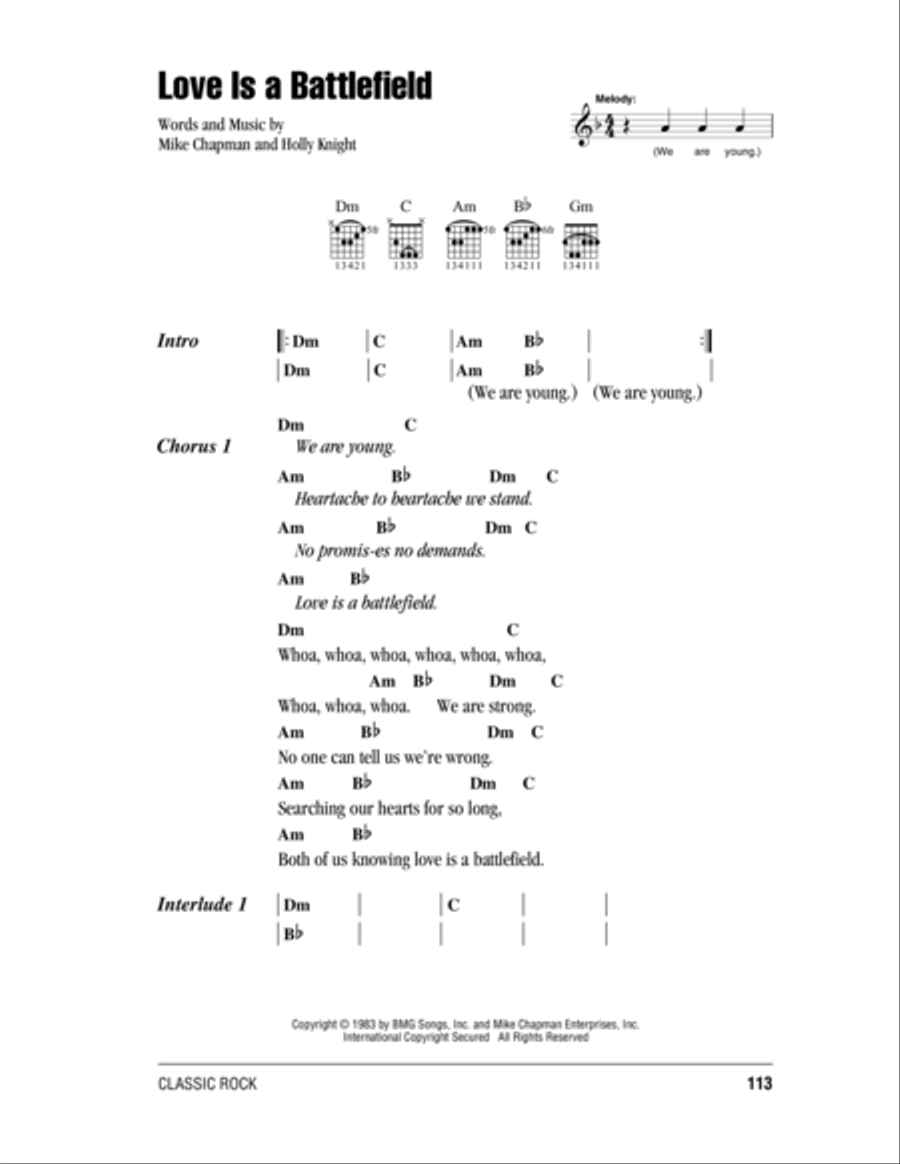 Love Is A Battlefield Acoustic Guitar scores gallery preview page 1