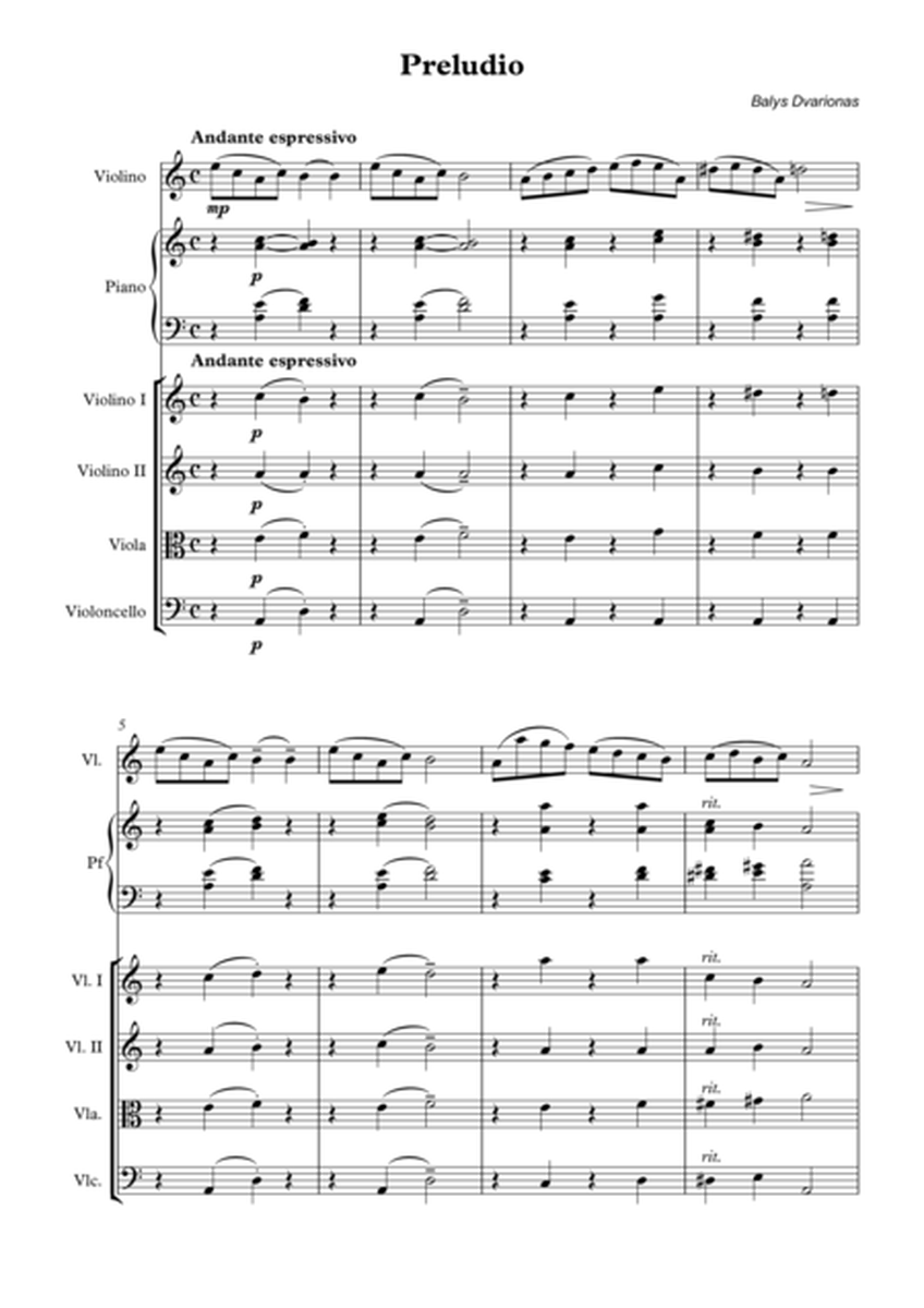 Preludio - Balys Dvarionas - violino, piano and string quartet
