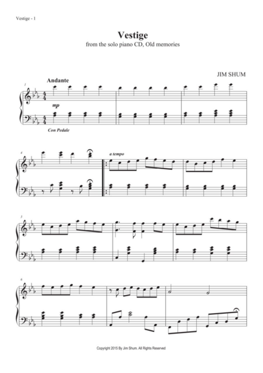 Vestige Piano Solo scores gallery preview page 3