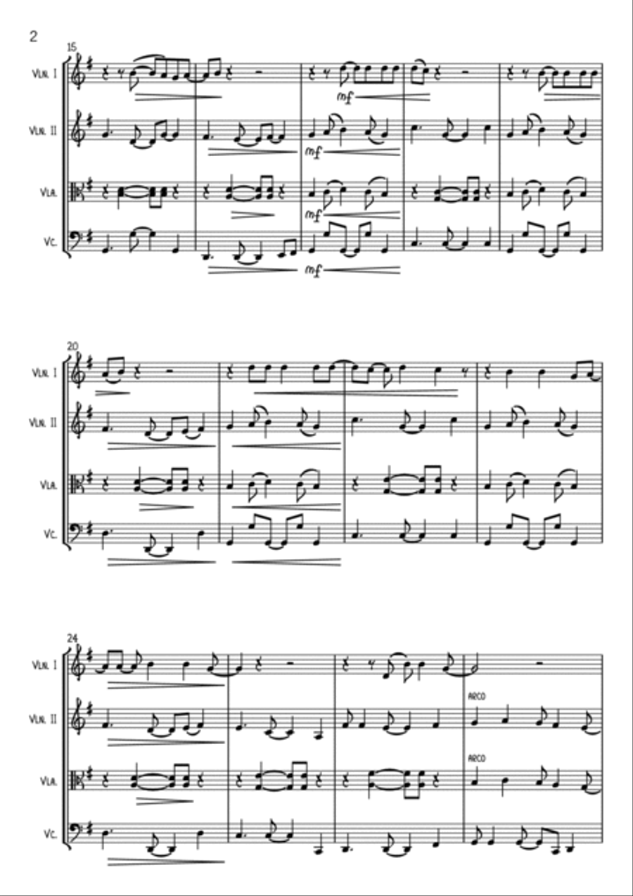 Brown Eyed Girl String Quartet scores gallery preview page 2