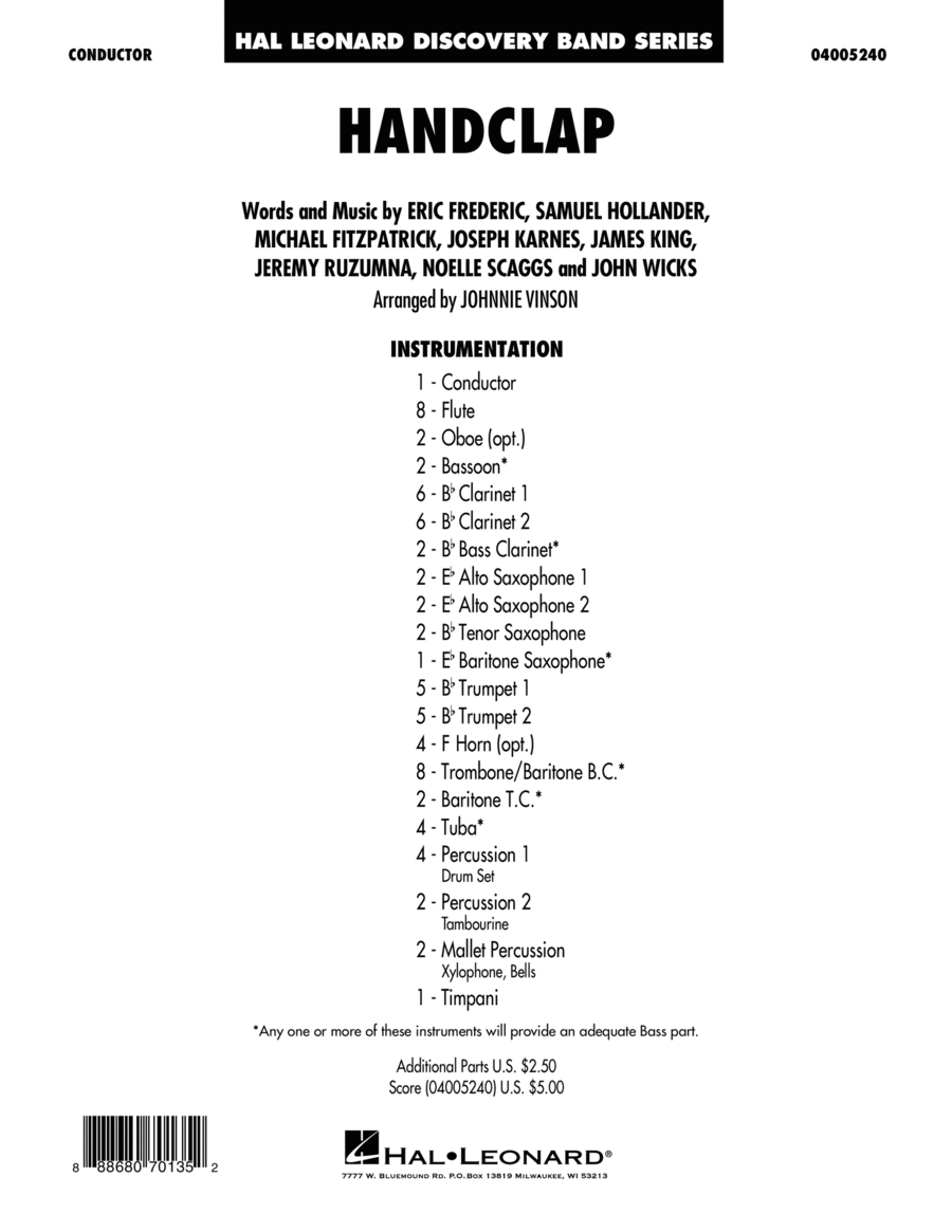 HandClap - Conductor Score (Full Score) Concert Band scores gallery preview page 1