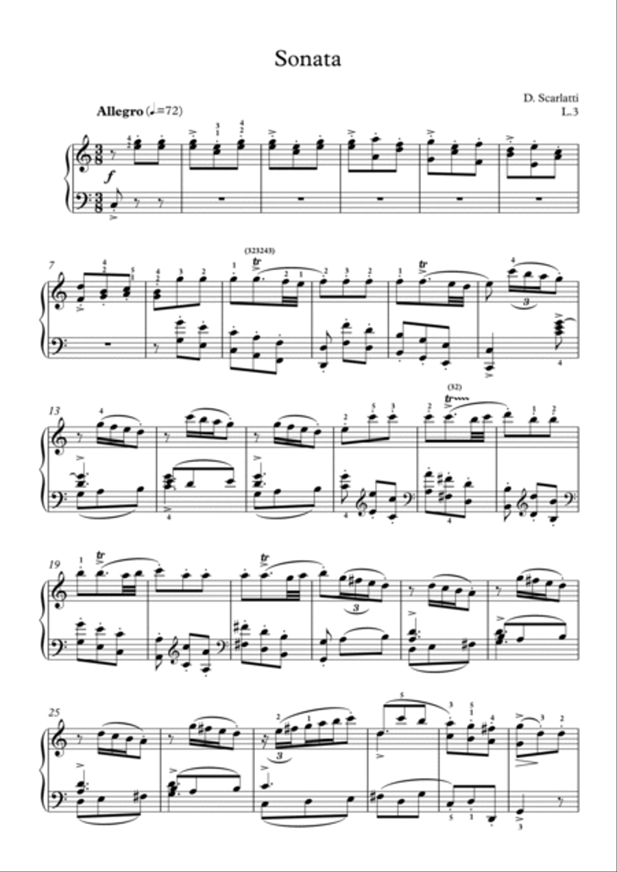 Scarlatti-Sonata in C-Major L.3 K.502(piano) Piano Solo scores gallery preview page 2