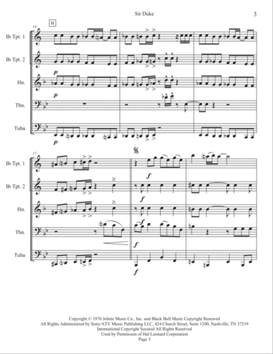 Sir Duke Brass Quintet scores gallery preview page 4
