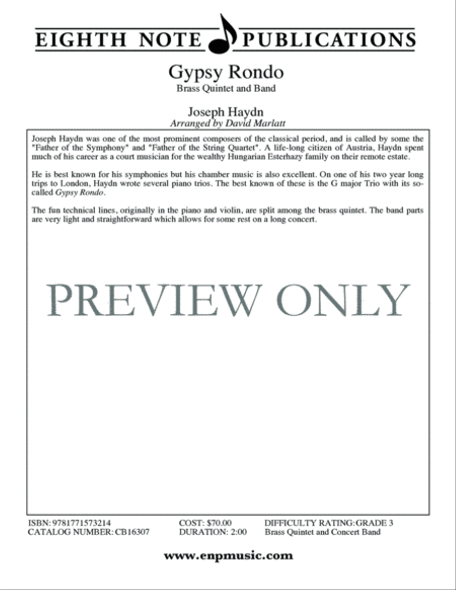 Gypsy Rondo Concert Band scores gallery preview page 3