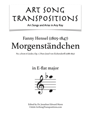 Book cover for HENSEL: Morgenständchen, Op. 1 no. 5 (transposed to E-flat major)