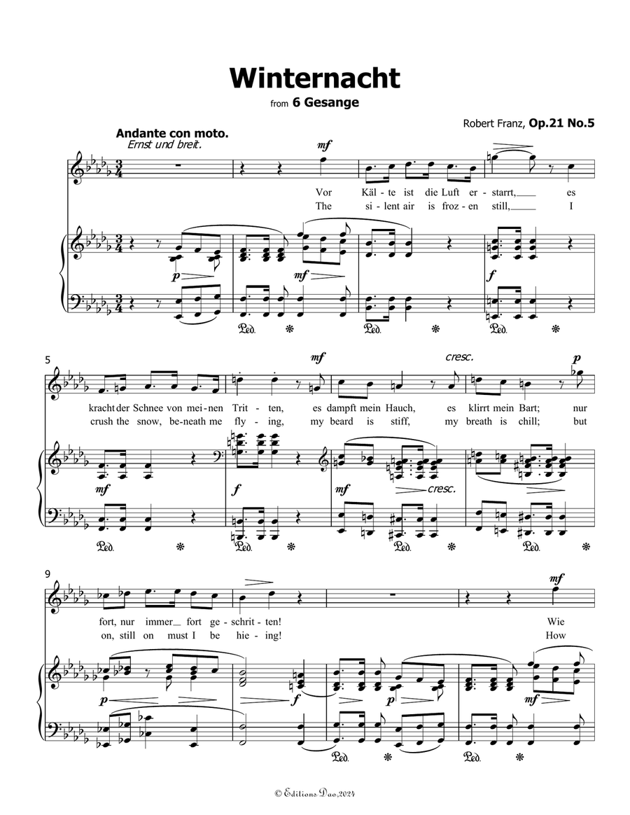 Winternacht, by Robert Franz, in b flat minor Voice scores gallery preview page 3