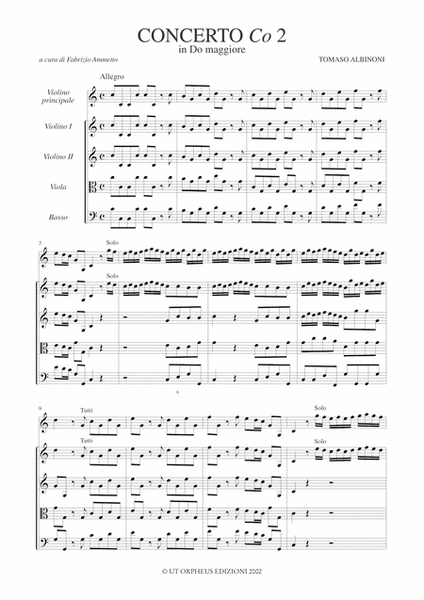 Violin Concertos without Opus Number for principal Violin, 2 Violins, Viola and Basso - Vol. 2: Concerto in C major, Co 2 (with variants Co 2a and Co 2b). Critical Edition