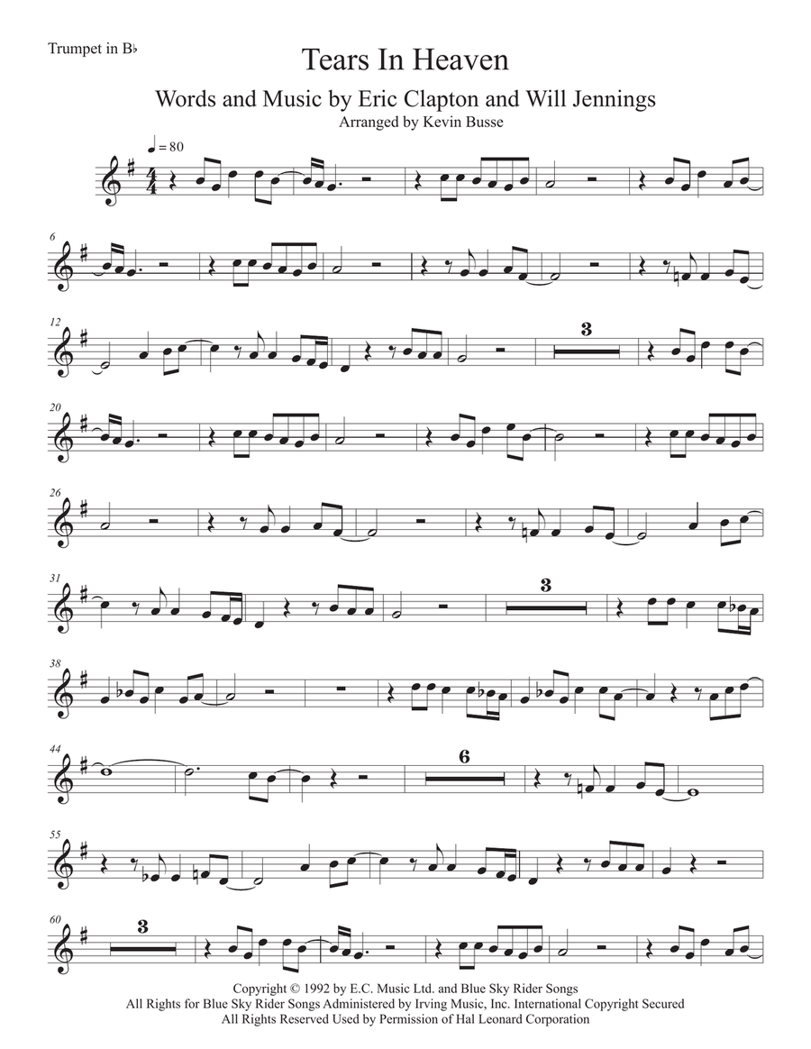 Tears In Heaven Trumpet Solo scores gallery preview page 1