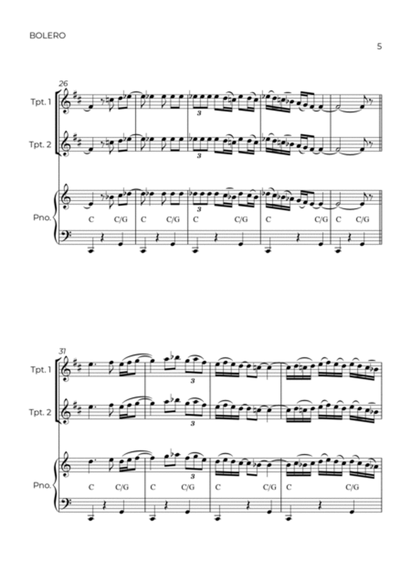 BOLERO - RAVEL - BRASS PIANO TRIO (TRUMPET 1, TRUMPET 2 & PIANO) image number null