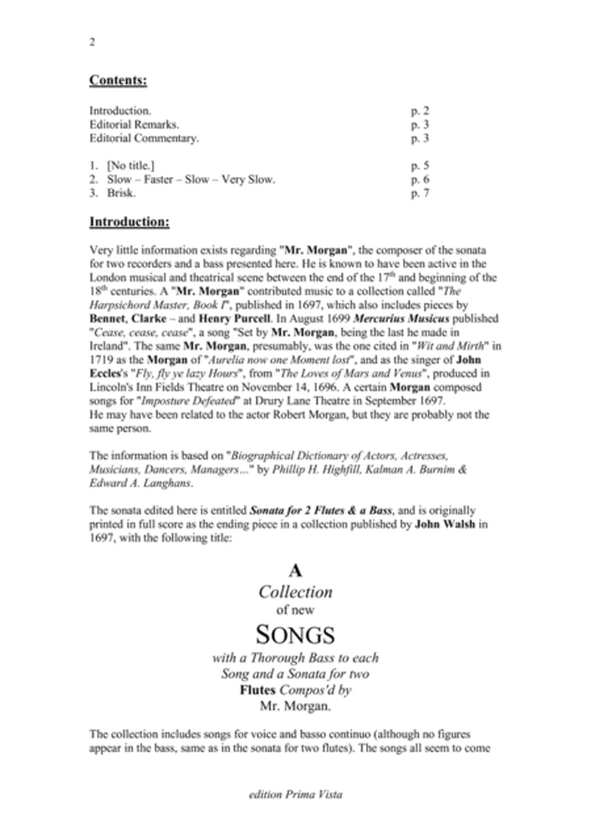 Mr. Morgan Sonata for 2 flutes & a Bass, Score