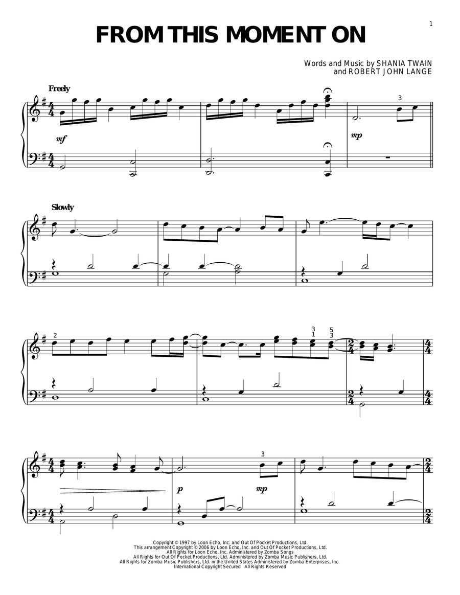 From This Moment On Piano Solo scores gallery preview page 1