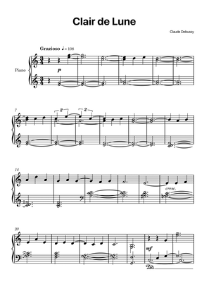 Clair de Lune by Debussy - Easy Piano