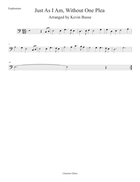Just As I Am, Without One Plea (Easy key of C) - Euphonium image number null