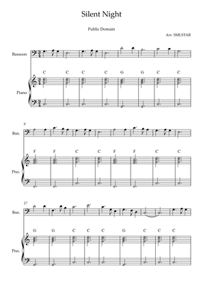 Silent Night BASSON and PIANO Sheet Music to Beginners