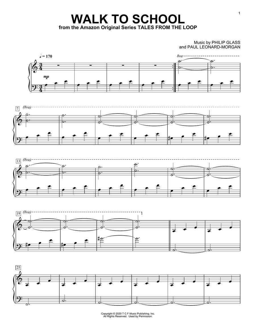 Walk To School (from Tales from the Loop) Piano Solo scores gallery preview page 1