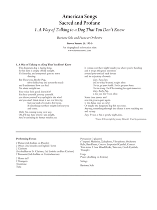 American Songs: 1. A Way of Talking To A Dog That You Don't Know (Downloadable)