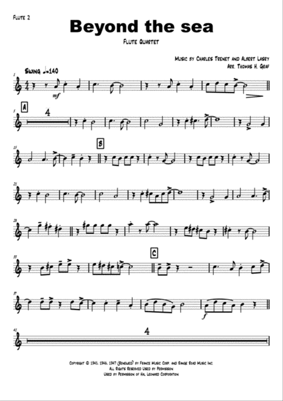 Beyond The Sea Woodwind Quartet scores gallery preview page 6