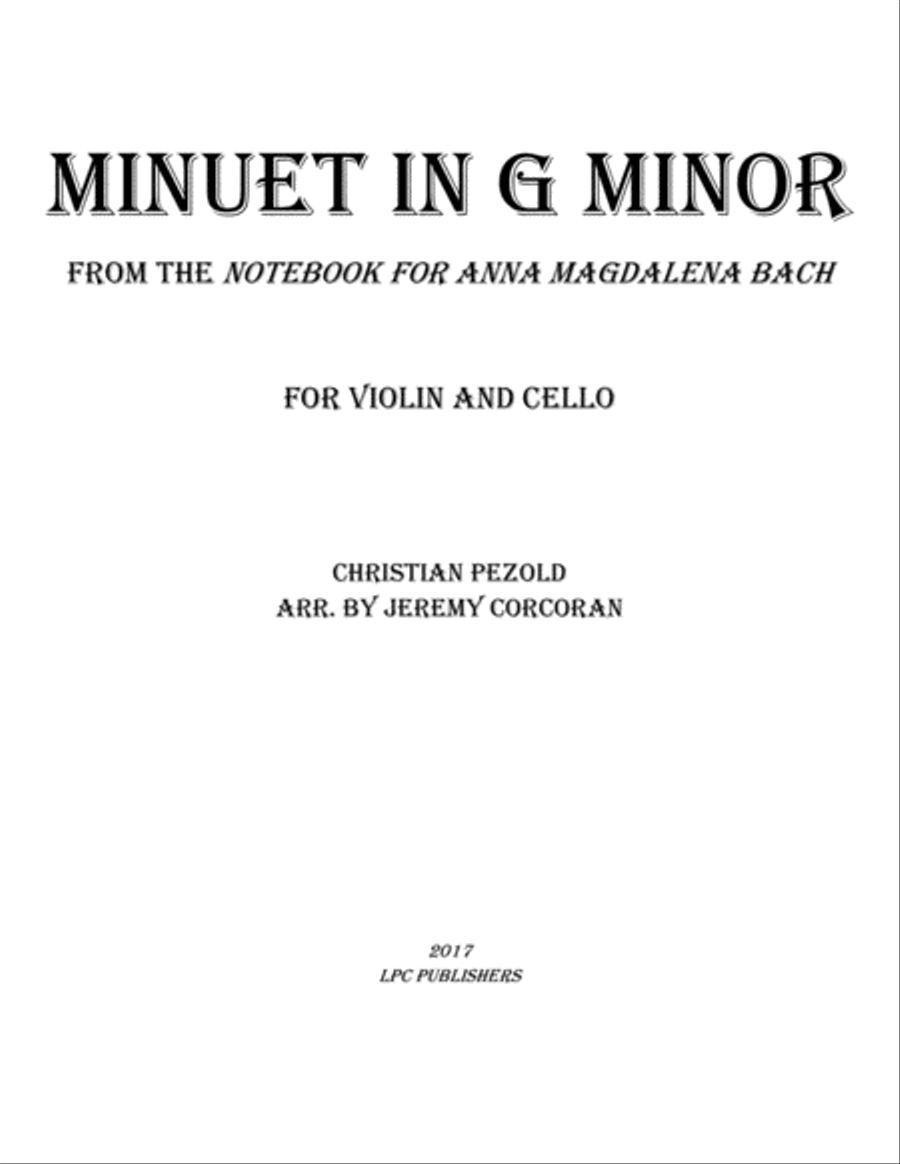Minuet in G Minor from Notebook for Anna Magdelena Bach String Duet scores gallery preview page 1